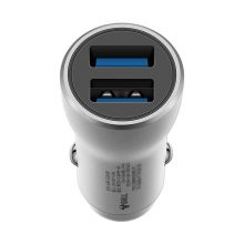 公牛（BULL）CUN180 18W/2.4A双USB一拖二 车载充电器 车充点烟器快充 银色（单位：个）