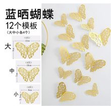 国产 学生用蓝晒蝴蝶模板套装 12只装（大12cm中10cm小8cm各四个） 金色（单位：套）