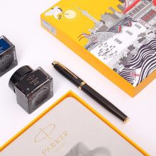 派克 PARKER 大都会上海墨水笔套装 新款IM系列 (纯黑丽雅) (含双墨水)