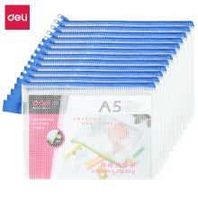 得力(deli) 5591 A5 网格拉链袋12只/包 (计价单位：包) 红/黄/蓝/绿随机