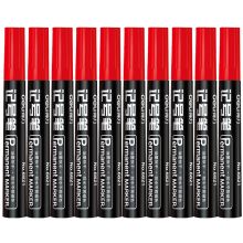 得力（deli）6821 油性粗头记号笔物流红色大头笔 签名笔马克笔 办公用品 红色 10支/盒装 （单位：盒）