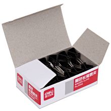 得力9546黑色长尾票夹长尾夹15mm筒装(黑)(12只/盒) 单位：盒