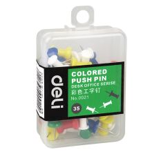 得力/deli  0021 PP彩色  图钉/工字钉 35枚/盒 
