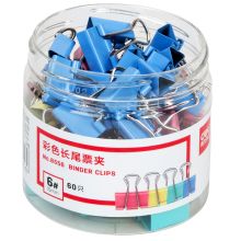 得力 33427 长尾夹票夹 15mm 60个/筒 2筒/盒 彩色 单位：盒