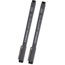 施德楼 30802-9 防水勾线笔绘图笔 0.2mm 2支/袋 黑色 （单位：袋）