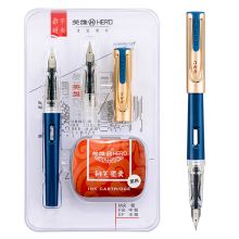 英雄 368 双尖钢笔（赠10*墨囊） EF+F尖 1套装 蓝色 （单位：套）