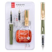 英雄 368 双尖钢笔（赠10*墨囊） EF+F尖 1套装 军绿 （单位：套）