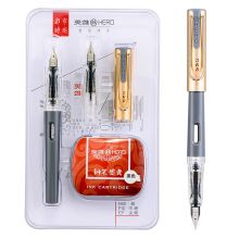 英雄 368 双尖钢笔（赠10*墨囊） EF+F尖 1套装 灰色 （单位：套）