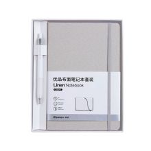 齐心 C5904T A5 优品布面笔记本套装(配按动中性笔）灰(单位：套）