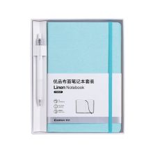 齐心 C5904T A5 优品布面笔记本套装(配按动中性笔）粉绿(单位：套）