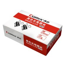 齐心 B3610 6# 15mm 黑色长尾票夹 12只/盒 黑（单位：盒）