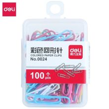 得力/deli 0024 回形针 小身材大作用 彩色(混) 100枚/盒