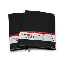 欧标 A0856 商务软皮面金属包边 18K 112页 单位:本 黑色