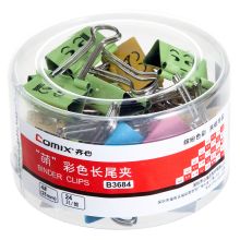 齐心 B3684 长尾票夹 4# 24只/筒 彩色 单位：筒