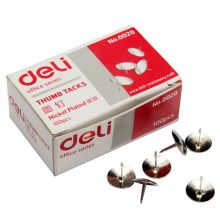 得力/deli 0020 图钉 镀镍办公文具用品 银色 100粒/盒