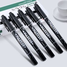 三木 5653 小双头速干油性记号笔0.5mm&1.5mm 黑色 12支/盒（单位：盒）
