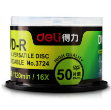 得力/deli 3724 16倍 DVD-R 刻录光盘 4.7GB 50片/桶
