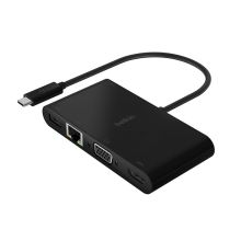 贝尔金 BELKIN USB-C五合一多媒体扩展坞转换器 100W PD直通供电 黑色