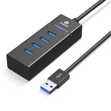 毕亚兹 BIAZE HUB7 USB3.0分线器 高速扩展一拖四多接口0.3米 黑色