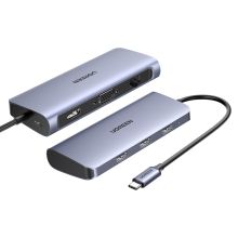 绿联 UGREEN Type-C扩展坞 USB-C转HDMI/VGA转换器 千兆网卡网线口转接头分线器