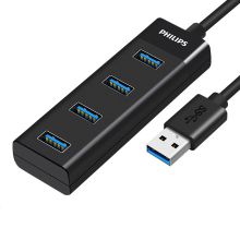 飞利浦 PHILIPS SWR1529A/93 USB3.0分线器 高速扩展一拖四多接口 0.2米