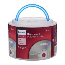 飞利浦 PHILIPS DVD+R 刻录光盘 16速 4.7GB 手拎乖乖桶 桶装50片