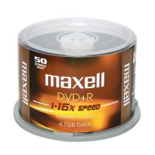 麦克赛尔 MAXELL DVD+R 刻录光盘 16速 4.7GB 黄纹黑尊桶装50片