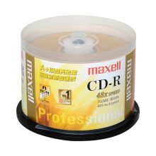 麦克赛尔（maxell）CD-R光盘 刻录光盘 光碟 空白光盘 48速700M 商务金盘桶装50片