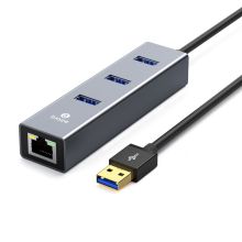 毕亚兹 BIAZE ZH2 USB3.0分线器 千兆有线网卡网口转换器 HUB集线器