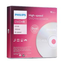 飞利浦 PHILIPS DVD+R DL 刻录光盘 8速 8.5GB 单片盒装10片/包