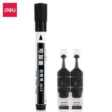 得力 S512 可加墨易擦白板笔 笔+2墨囊/套 1.5mm 黑色 （单位：套）