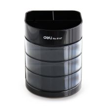 得力(deli)三层多功能办公笔筒 创意桌面收纳盒