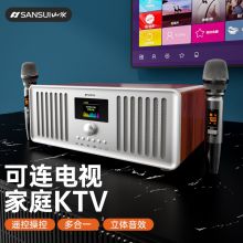 山水（SANSUI） SANSUI-T60电视麦克风k歌音箱 家庭ktv音响无线话筒影院卡拉OK连接电视双麦家用唱歌设备 胡桃色【电视K歌麦克风音响】（单位：台）