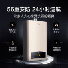 海尔 JSQ20-10UTS(12T) 10升 水气双调智能恒温三重防冻低水压启动LED大屏 燃气热水器天然气 浅金色（单位：台）