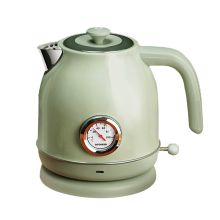 圈厨 QS-1701 电热水壶 复古304不锈钢1.7L带温度表 复古绿