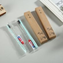 速得利 天蓝色-小麦桔杆软毛牙具+3g美加净牙膏 500套装 一次性牙具 天蓝色(单位：套）