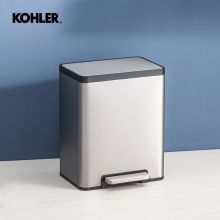 科勒 脚踏式 12L 不锈钢静音垃圾桶 银色(单位：个)