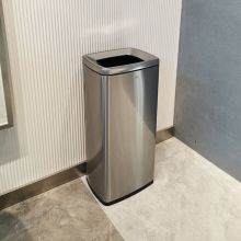迪恩斯 不锈钢 25L 大号商用办公室厨房垃圾桶 银色（单位：个）