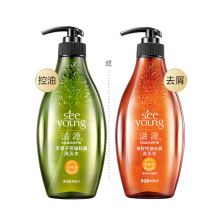 滋源 茶籽控油去屑洗发水400ml+茶籽控油去屑护发素400ml 套装 绿色(单位：套)