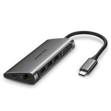 绿联 UGREEN Type-C扩展坞 USB-C转HDMI/VGA转换器 千兆有线网口 VGA高清转接头