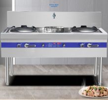 乐创 LC-J-MHZ01 1500*800*1050mm 双头单尾燃气炒灶 银色（单位：台）