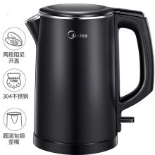 美的（Midea）MK-HJ1512d 电热水壶 304不锈钢水壶双层防烫全钢无缝 黑色（单位：个）