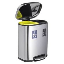 博采 10+10L 干湿分离不锈钢垃圾分类垃圾桶 银色(单位：个)（黑龙江专供）