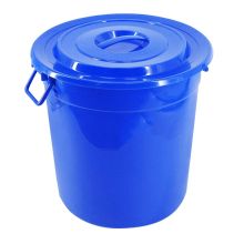 艾伯德 AD-CFY5 大号加厚水桶圆形塑料垃圾桶蓝色带盖60L  水桶 (单位：个）
