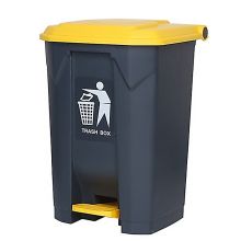 科力邦 KB1011 脚踏垃圾桶大号加厚户外环卫塑料垃圾桶带盖商用酒店办公分类垃圾桶翻盖 45L 黄色 单位：个