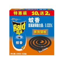 雷达（Raid） 蚊香檀香10+2盘 14g*12 单位：盒