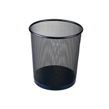 国产 24*27cm 小号金属网纹垃圾桶 黑色(单位：个)