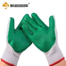 新越昌晖 B11405 5副 劳保手套 浸胶手套 牛筋胶手套 防滑耐磨线泼胶手套 绿色