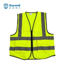 Raxwell RW8108 raxwell RW8108 反光背心 多口袋马甲拉链式安全衣 网格透气荧光黄 均码 (单位：件） (单位：件)