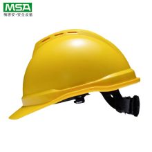 梅思安（MSA） 10172902 V-Gard 标准型安全帽 （黄、PE，超爱戴帽衬、灰针织布吸汗带，D型下颏带） (单位：顶)